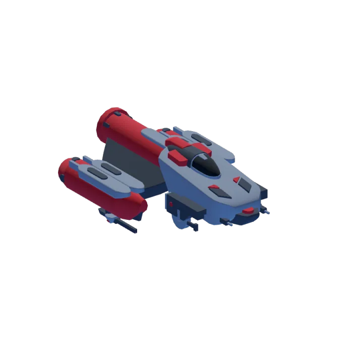 Frigate 05 industrial hull in red, white, and blue